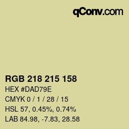 カラーコード: RGB 218 215 158 | qconv.com
