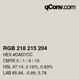 カラーコード: RGB 218 215 204 | qconv.com