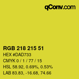 カラーコード: RGB 218 215 51 | qconv.com