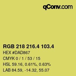 カラーコード: RGB 218 216.4 103.4 | qconv.com