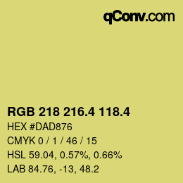 カラーコード: RGB 218 216.4 118.4 | qconv.com
