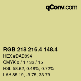 カラーコード: RGB 218 216.4 148.4 | qconv.com