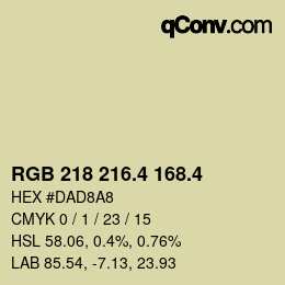 カラーコード: RGB 218 216.4 168.4 | qconv.com