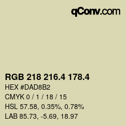 カラーコード: RGB 218 216.4 178.4 | qconv.com