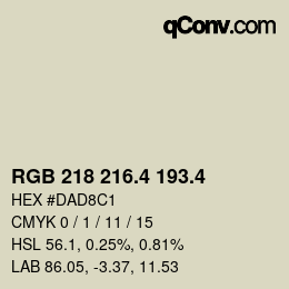 カラーコード: RGB 218 216.4 193.4 | qconv.com