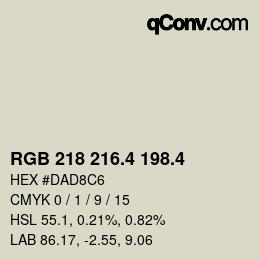 カラーコード: RGB 218 216.4 198.4 | qconv.com