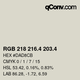 カラーコード: RGB 218 216.4 203.4 | qconv.com