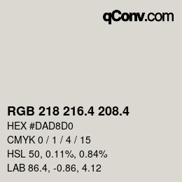 カラーコード: RGB 218 216.4 208.4 | qconv.com