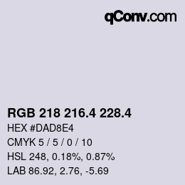 カラーコード: RGB 218 216.4 228.4 | qconv.com