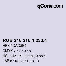 カラーコード: RGB 218 216.4 233.4 | qconv.com