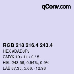 カラーコード: RGB 218 216.4 243.4 | qconv.com