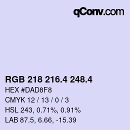 カラーコード: RGB 218 216.4 248.4 | qconv.com