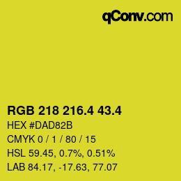 カラーコード: RGB 218 216.4 43.4 | qconv.com