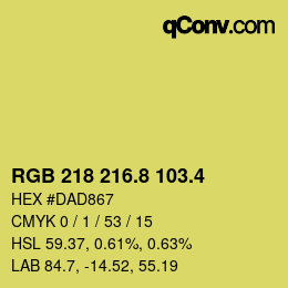 カラーコード: RGB 218 216.8 103.4 | qconv.com