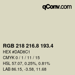 カラーコード: RGB 218 216.8 193.4 | qconv.com