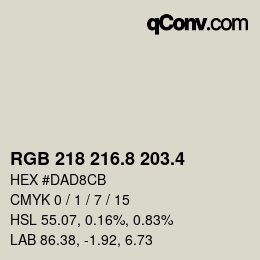 カラーコード: RGB 218 216.8 203.4 | qconv.com