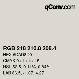 カラーコード: RGB 218 216.8 208.4 | qconv.com