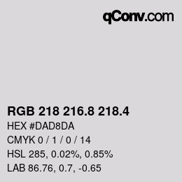 カラーコード: RGB 218 216.8 218.4 | qconv.com