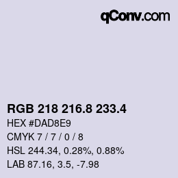 カラーコード: RGB 218 216.8 233.4 | qconv.com