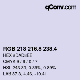 カラーコード: RGB 218 216.8 238.4 | qconv.com