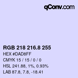 カラーコード: RGB 218 216.8 255 | qconv.com