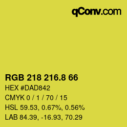 カラーコード: RGB 218 216.8 66 | qconv.com