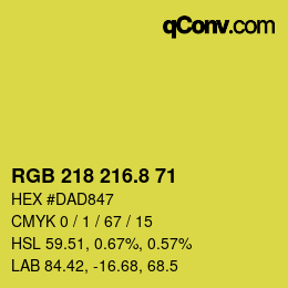 カラーコード: RGB 218 216.8 71 | qconv.com
