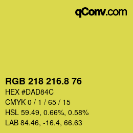 カラーコード: RGB 218 216.8 76 | qconv.com