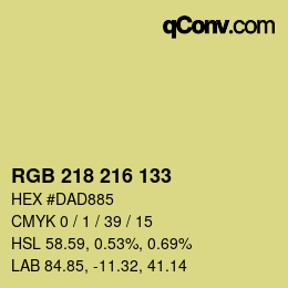 カラーコード: RGB 218 216 133 | qconv.com