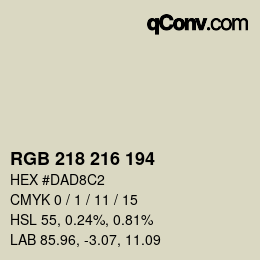 Code couleur: RGB 218 216 194 | qconv.com