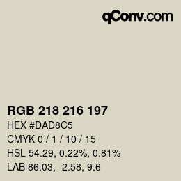 颜色代码: RGB 218 216 197 | qconv.com