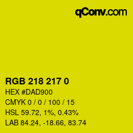 Color code: RGB 218 217 0 | qconv.com