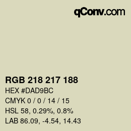 Color code: RGB 218 217 188 | qconv.com