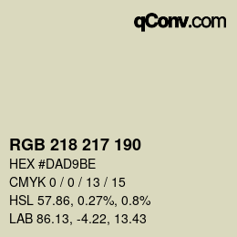 Código de color: RGB 218 217 190 | qconv.com