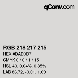 Color code: RGB 218 217 215 | qconv.com