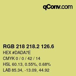 カラーコード: RGB 218 218.2 126.6 | qconv.com