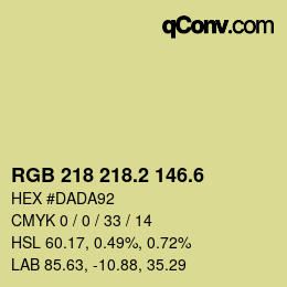 カラーコード: RGB 218 218.2 146.6 | qconv.com