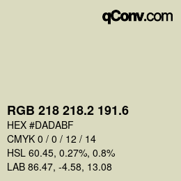 カラーコード: RGB 218 218.2 191.6 | qconv.com