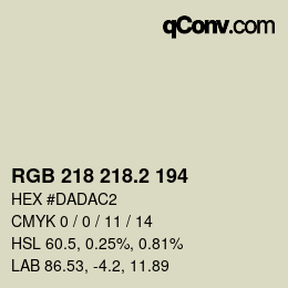 カラーコード: RGB 218 218.2 194 | qconv.com