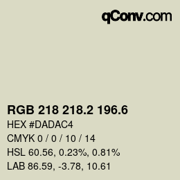 カラーコード: RGB 218 218.2 196.6 | qconv.com
