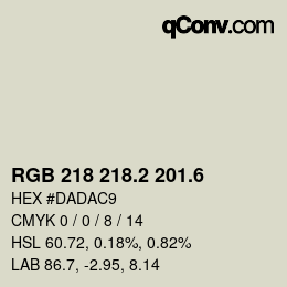 カラーコード: RGB 218 218.2 201.6 | qconv.com