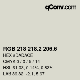カラーコード: RGB 218 218.2 206.6 | qconv.com