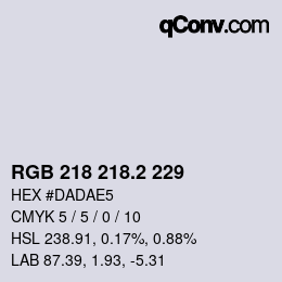 カラーコード: RGB 218 218.2 229 | qconv.com