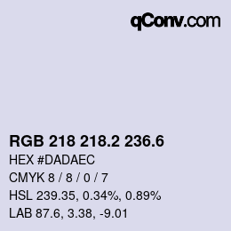 カラーコード: RGB 218 218.2 236.6 | qconv.com