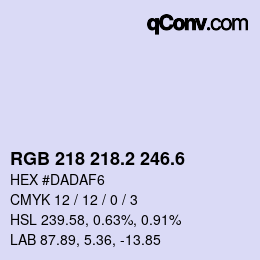 カラーコード: RGB 218 218.2 246.6 | qconv.com