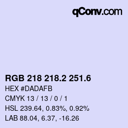 カラーコード: RGB 218 218.2 251.6 | qconv.com