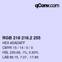 カラーコード: RGB 218 218.2 255 | qconv.com