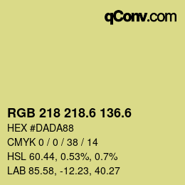 カラーコード: RGB 218 218.6 136.6 | qconv.com