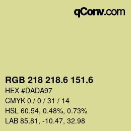 カラーコード: RGB 218 218.6 151.6 | qconv.com