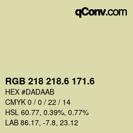 カラーコード: RGB 218 218.6 171.6 | qconv.com